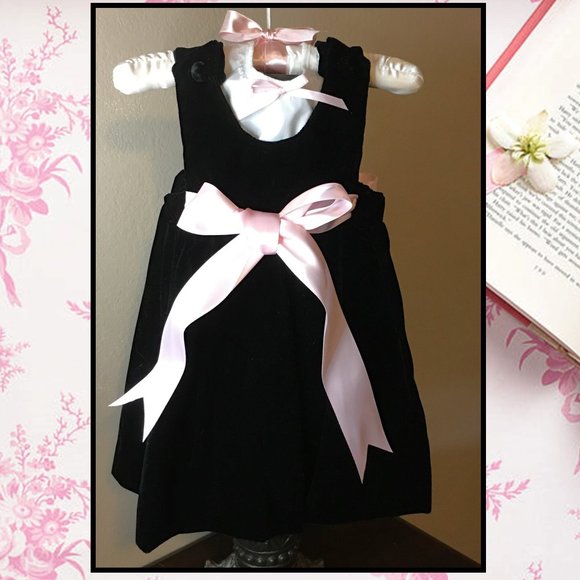 Elegant Grandma-Made 2-piece Layered Pinafore Velvet Baby Dress 👶🎀 - Picture 1 of 15